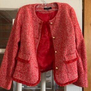 Talbots Red Tweed Jacket Women's Size 10P